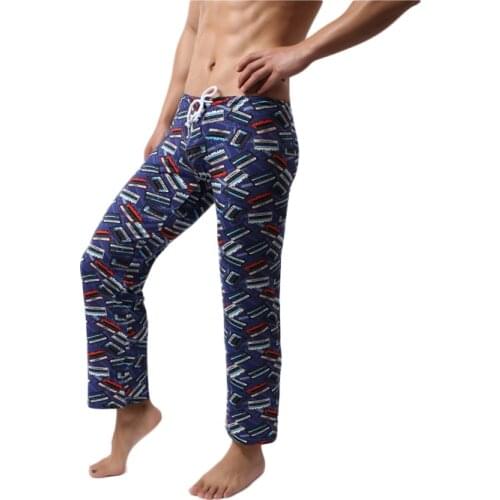Sleep Bottoms Mens Home Pants Flannel Autumn Winter Warm Sleep Bottoms Male Plus Size Geometric Print Sleepwear Pajama Pants
