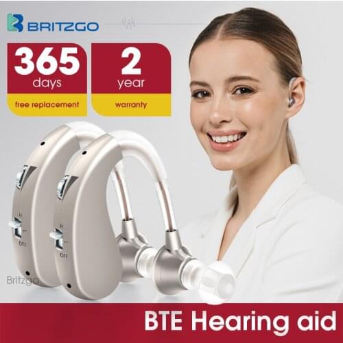 Britzgo 2pcs Wear on Both Ears Mini Deaf Hearing Aid Hearing Amplifier USB Rechargeable Digital For Elder Hearing Aids BHA-1204