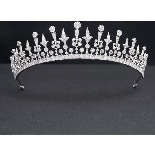 Pretty Cubic Zirconia Royal Replica Tiara for Wedding,Crystal Princess Tiaras Diadem for Girl,Prom,Party Head Jewelry CH10385