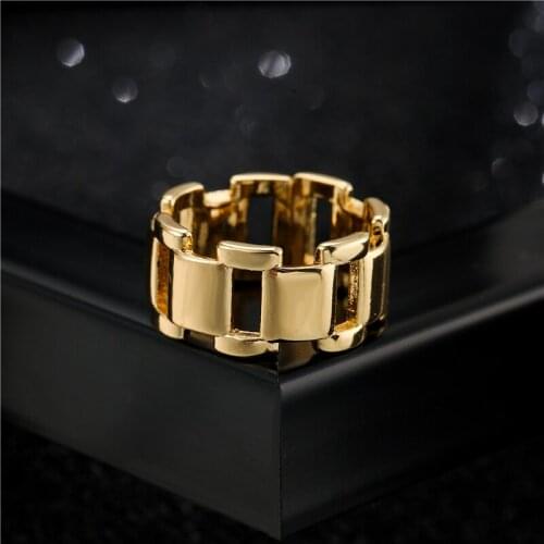 Punk Style Vintage Gold Color Geometric Ring Fashion Women Party Jewelry Open Design Free Size Hip Hop Jewelry Birthday Gift