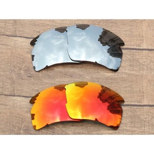 Vonxyz 2 Pairs Chrome Mirror & Ruby Mirror Polarized Replacement Lenses for-Oakley Flak 2.0 XL Frame