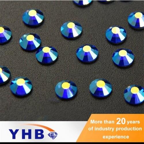 YHB Sapphire AB Color Rhinestone Arts Crafts Nail Small Flat Back Wedding Dress Shoes Bags Fabric Garment Decoration Diy
