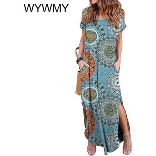 Plus Size 5XL Sexy Women Dress Summer 2020 Casual Short Sleeve Floral Maxi Dress For Women Long Dress Free Shipping Lady Dresses