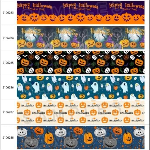 10 Yards Different Sizes Halloween Printed Grosgrain Ribbon Hair Bow/gift Wrapping DIY Handmade Materials