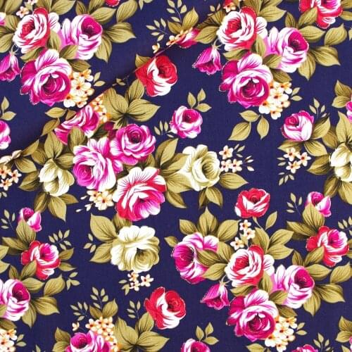 140cmx50cm Bronzing Cotton Fabric - ilt bouquet (Deep blue)