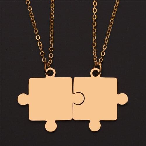 2pcs/Set Jigsaw Necklaces For Lovers Stainless Steel Puzzle Pendant Love Necklace Jewelry Gift