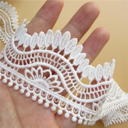2 yards White Wave Polyester Embroidered Fabric Lace Edge Trim Applique Ribbon Handmade DIY Sewing Craft Decoration
