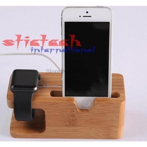 By dhl or ems 20 pieces Charging Holder Stand, Natural Bamboo Wood Charge Station Cradle Stand Holders