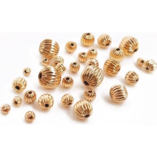 20PCS Pumpkin Texture Beads Lose Bead Septal DIY Bracelet for Jewelry Making Findings 14 K Gold Plated Earrings Accessories