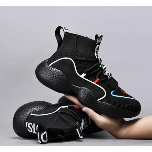 2021 Men Sneaker Soft Casual Shoes Man Sock Shoes Fashion Tenis Masculino Adulto High Top Man Flat Shoes Spring Plus Size 35-47