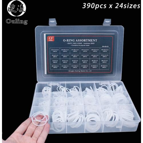 390pcs White Silicon O-Rings Rubber 24Sizes O-ring Set Gasket O Ring Silicone Seal Assortment Box Kit Good elasticity Ring