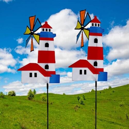 3D Colorful House Windmill Wind Spinner Whirligig Pinwheel Yard Garden Decor Outdoor Classical Kids Toys Nice Gift for Children