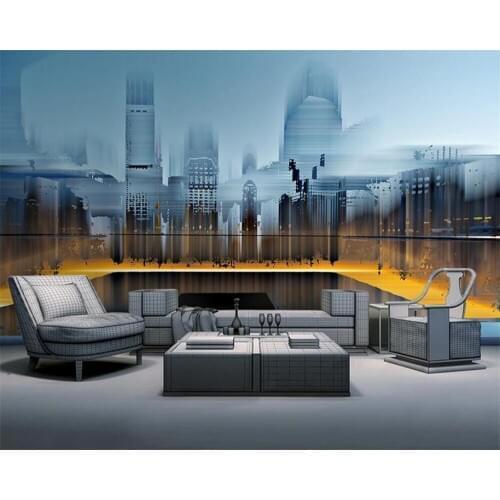 Beibehang Custom modern minimalist nordic abstract hand painted city building tv mural background papel de parede wallpaper