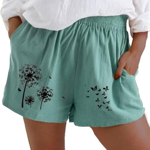 3X High Waist Shorts Summer Women Butterfly Print Elastic Waist Pockets Plus Size Loose Summer Sports Shorts шортыженский