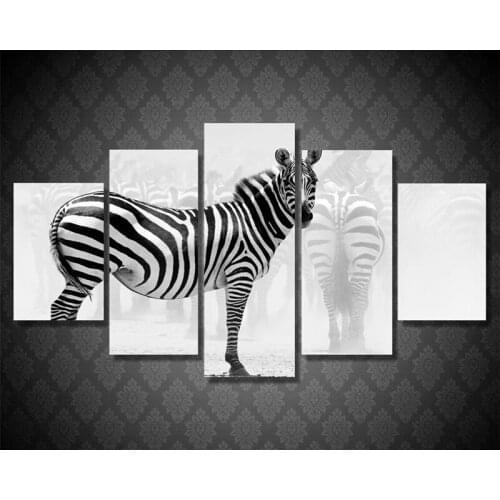 5 PCS Unframed Wall Painting Animal Zebra Canvas Art Poster Prints Art Picture For Room Artwork Wall Hanging Quadros Home Decor
