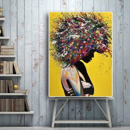 Abstract Colored Hair Woman Art Graffiti Canvas Painting Figure Posters And Prints Hanging Pictures For Living Room Decor