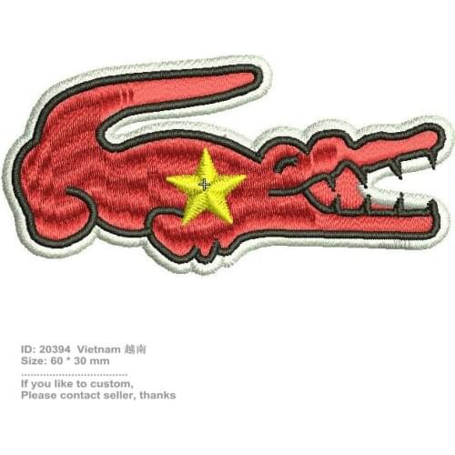 Free Shipping Crocodile Vietnam Flag Embroidered France Patches Promotion Iron on Patch Eco-friendly Handmade 3D Appliqued