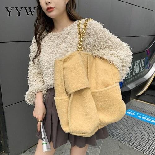 Chain Large Plush Handbag New Cute Bags Fashion Shoulder Crossbody Bag Female Leopard Female Bag Messenger Bag Soft Warm Fur Bag