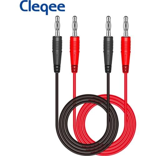 Cleqee P1041 2PCS Dual 4mm Banana Plug Multimeter Test Leads Kit Soft RV Test Cable 1M wire 1000V 15A