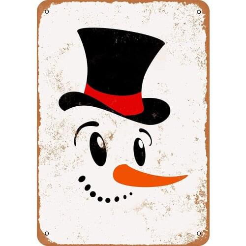 DINGDUO Metal Vintage Tin Snowman Face Boy for Garage Home Bar Pub Man Cave Retro Art Sign 20 X 30 cm
