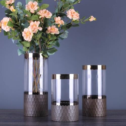 Europe Transparent Glass Vase Straight Gray Terrarium Glass Containers Flower Vases Centros De Mesa Para Boda Wedding Home Decor