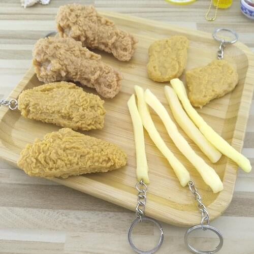 Imitation Food Keychain French Fries Chicken Nuggets Fried Chicken leg Food Pendant Childrens Toy Promotional Gift