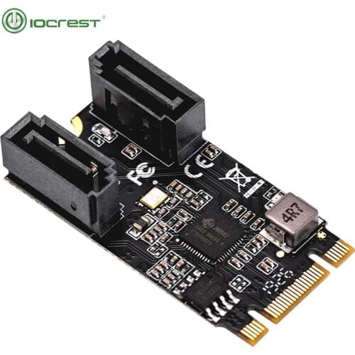 IOCREST 2 Port SATA III 6gb/s M.2 22x42 M Key and B Key Controller Adapter Card SATA 6G Internal