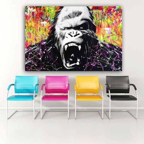 Graffiti gorilla canvas painting wall canvas prints animal pictures for living room modern decoration pictures street art