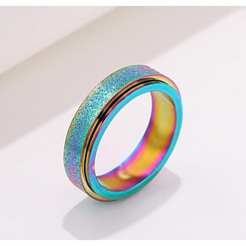 6mm Stainless Steel Unisex Rings New Design Spinner Womens Ring Classic Gold Silver Color Fashion Jewelry for Men Gift WC019