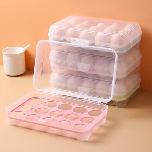Kitchen 15 Grid Refrigerator Egg Box Portable Food Storage Storage Box Plastic Transparent Egg Tray Box