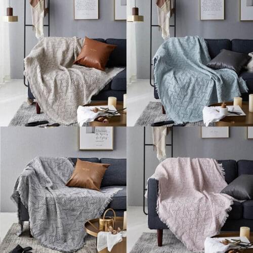 Summer Solid Colors Universal Knitted Blanket Throw Blankets Sofa Cover Air-condition Blankets Modern Wall Hanging Tapestry