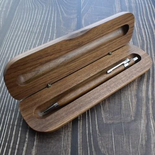 Handmade Walnut Wood Mechanical Pencil With Case Set 0.5mm Point Nature Wooden Writing Materials Student and Office Supplies
