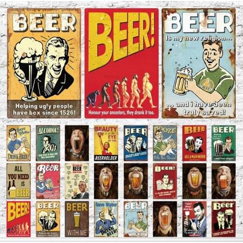 Beer Metal Tin Sign Vintage Retro Metal Plaque Beer Metal Plate Home Decoration Bar Club Pub Restaurant Wall Sticker Art Poster