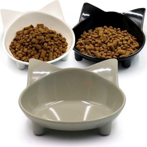 Cat Food Bowl Non-slip Cat Ears Shape Feeder Pet Tableware Thickened Cute Food Water Dispenser for Cats Dishes Pets Supplies