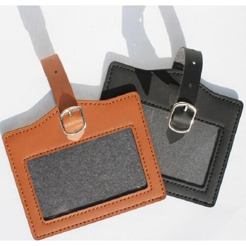 Fashion KZ New Arrival! Solid Color PU Leather Luggage Tag Name Address Phone Mailbox Travel Portable Luggage Tag KZLT01
