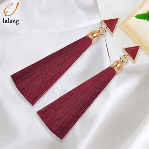 Fashion Long Tassel Earrings Women Jewelry Bohemian Bride Earrings Geometric Drop Earring