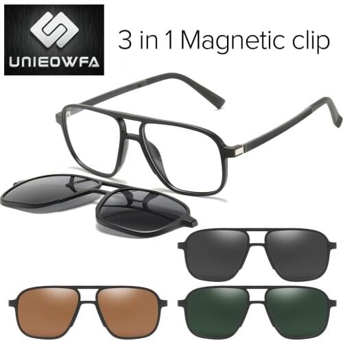 Polarized Magnet Clip On Glasses Frame Men Optical Myopia Eyeglasses Frame Prescription Black Magnet Clip On Sunglasses Male