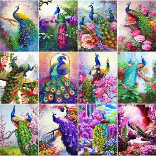 5D Peacock Diamond Painting Kits Animals Full Square Round Drill Diamond Embroidery Cross Stitch Mosaic Diy Home Decor Gift