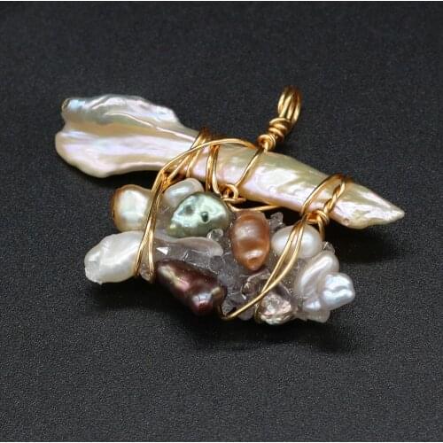 Natural Freshwater Cultured Pearl Pendant Irregularly Colorful Charms for DIY Earrings Necklace RomanticJewelry Making 40x50mm