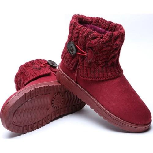 2021 New Winter Girls Snow Boots Flat Lovely Pure Color Warm Cotton Shoes Length Tube Suede Genuine Non-Slip Womens Boot