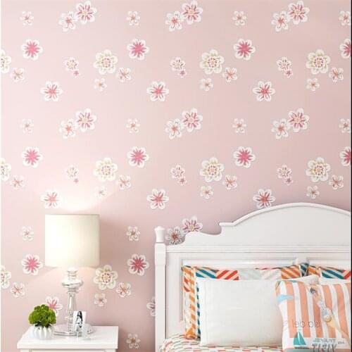 Beibehang wallpaper for walls 3 d Girl Pink Pastoral Floral 3D Wallpaper Kids Room Princess Room Bedroom Romantic Wallpaper Roll