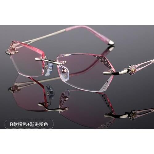 Trimming female diamond cutting, his rimless glasses myopia glasses myopia glasses prescription optical decoration yj23
