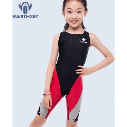 HXBY Kids Professional Swimsuit Girls Racing Swimwear One Piece Athletic Training Swimsuit Children Sports Swimming Suit Girl
