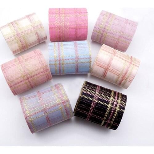 6/8CM 25Yards Manual DIY Hot Stamping Grid Yarn Roll Mesh Roll Bow Accessories Ribbon Lace Tulle Mesh Fabric Plaid Ribbon