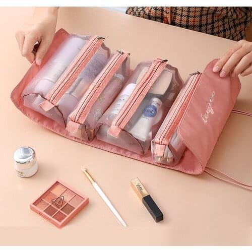 Detachable Cosmetic Bag Portable Large Capacity Four-in-One Foldable Portable Travel Cosmetics Storage Wash Bag