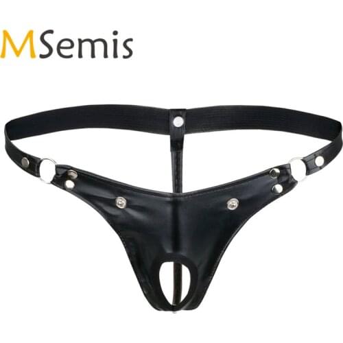 Shorts G-string Thong Briefs Mesh Jockstrap Swimwear Leather Underwear Mens Lingerie Costume Black Pouch Thong Panties