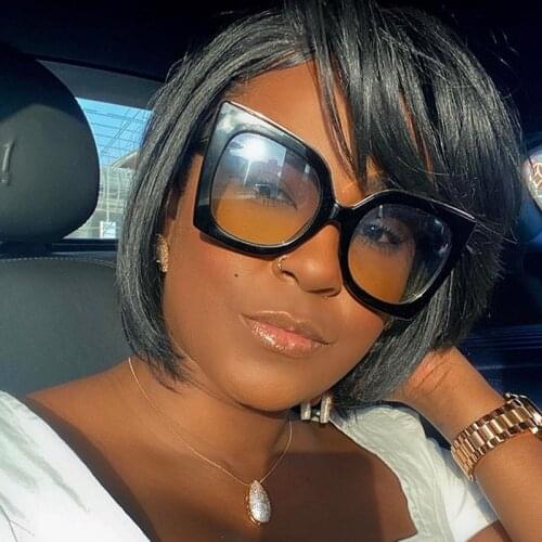 Vintage overszied square cat eye sunglasses for women luxury brand black gradient sun glasses female elegant big shades leopard