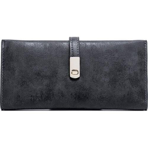 Hot Ultrathin Sweet Matte Leather Long Wallet for Women Magnet Hasp Phone Purses for Ladies Cards Holder Fresh Girls' Coin Purse