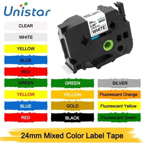 Unistar tz251 Laminated Label Tapes 24mm Compatible for Brother Label Printers Label Maker Black on White tze151 ta251 t651 t451