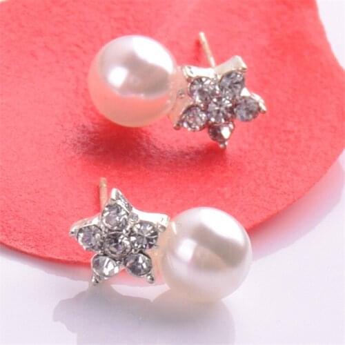 New Korean Statement Snowflake Pearl Stud Earrings for Women Fashion Vintage 2021 Female Jewelry